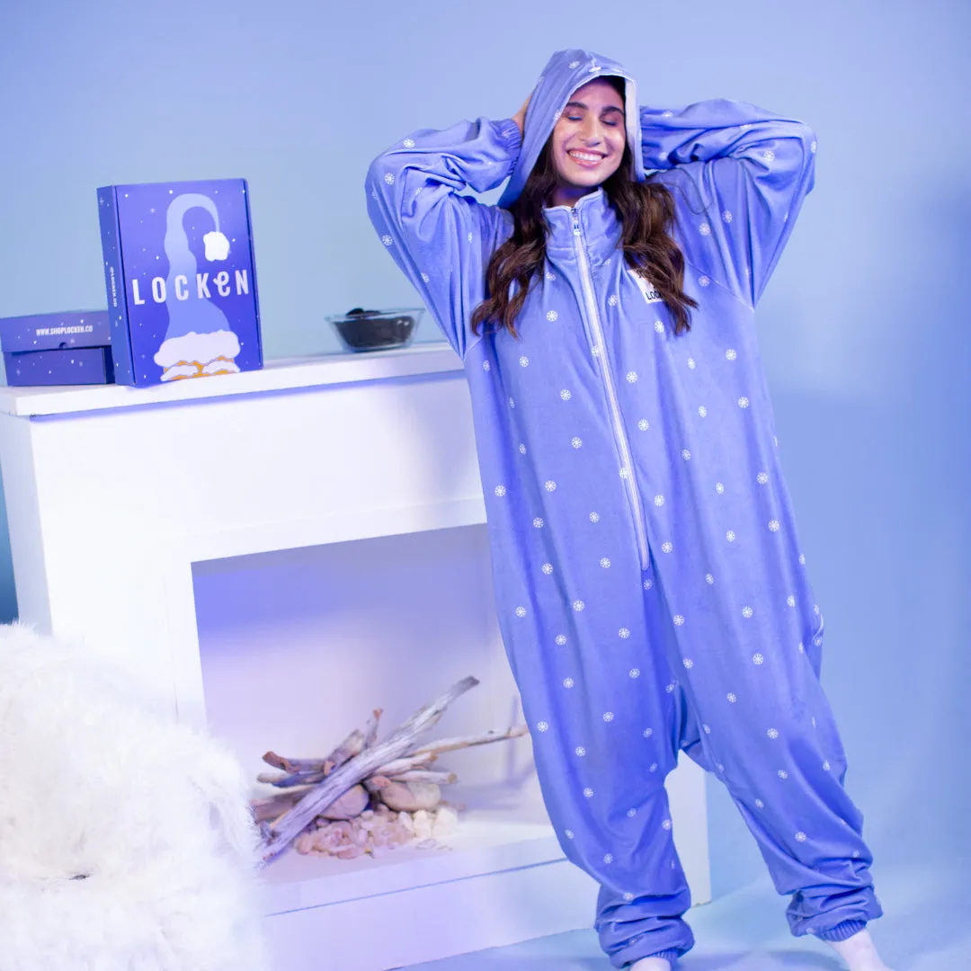 Snuggs X Locken christmas Blanket Onesie Purple Snowflakes