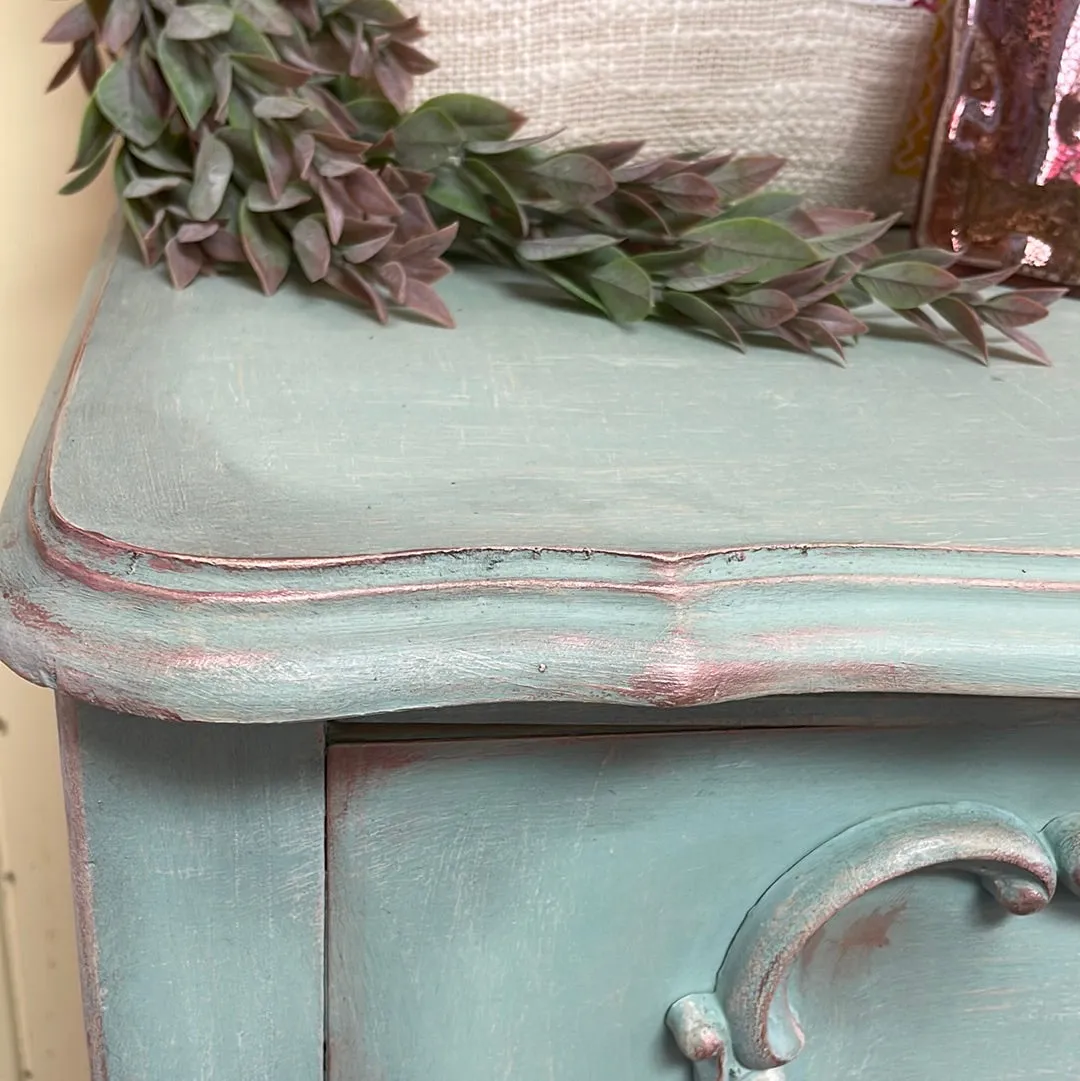 **Sold** Green & Pink Chest with Roses