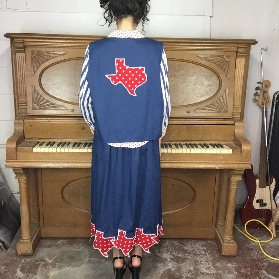 Vintage 70s | Prairie Dress Square Dancing Western Texas 3 Piece Set | Size L