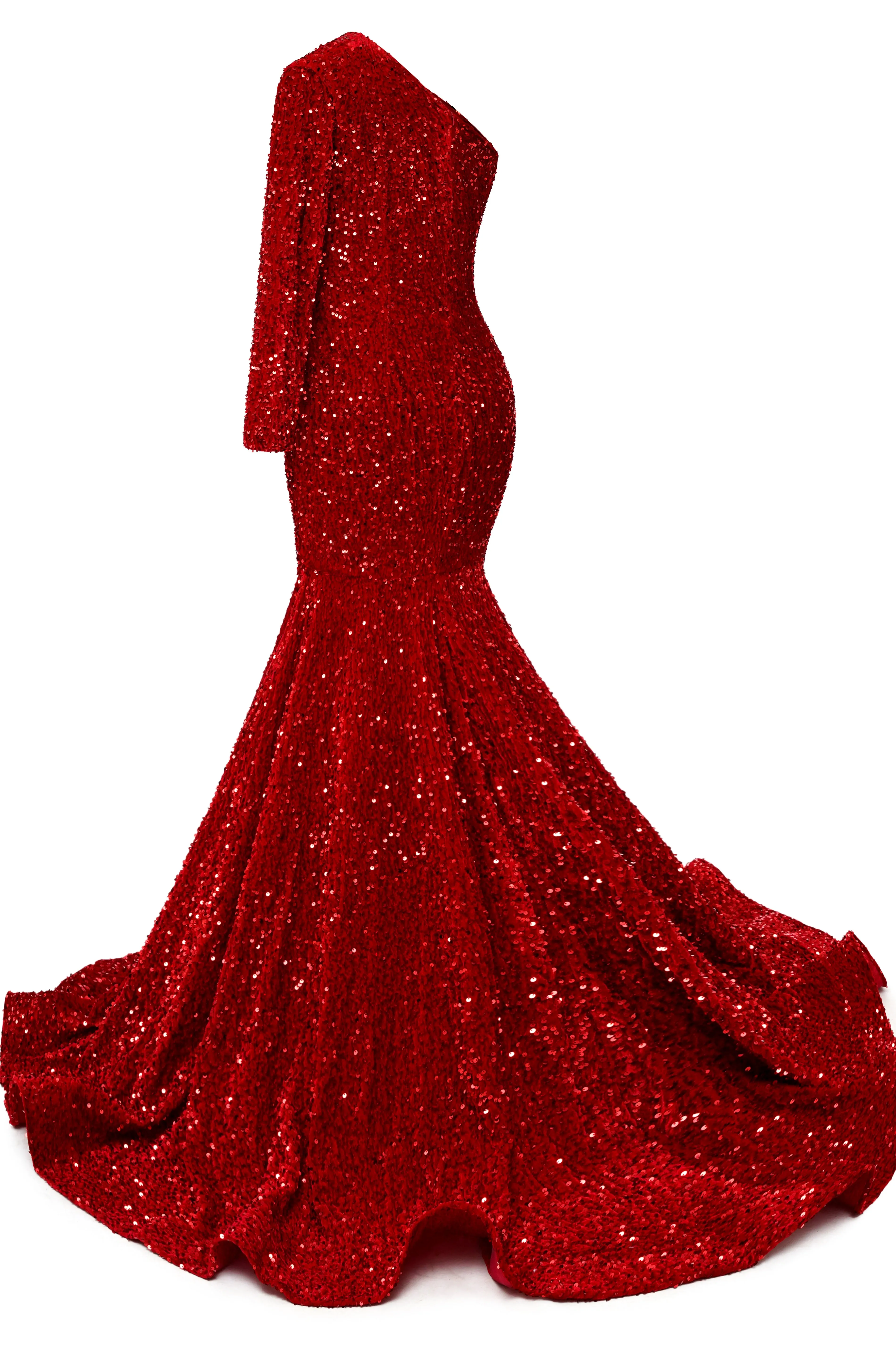 Yellow Sequins Mermaid Prom Dresses One Shoulder Evening Dresses Floor Length Wedding Party Gowns